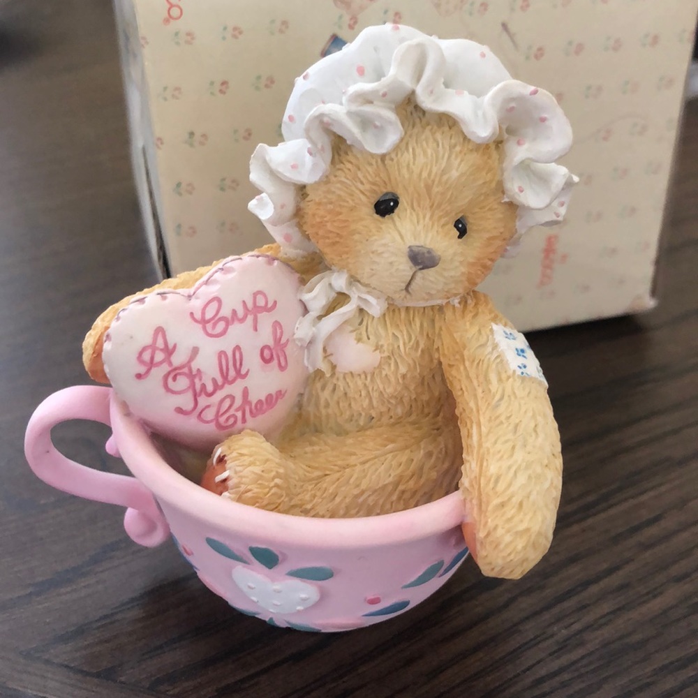 ☕️1994 Cherished Teddies Bear in Pink Teacup☕️